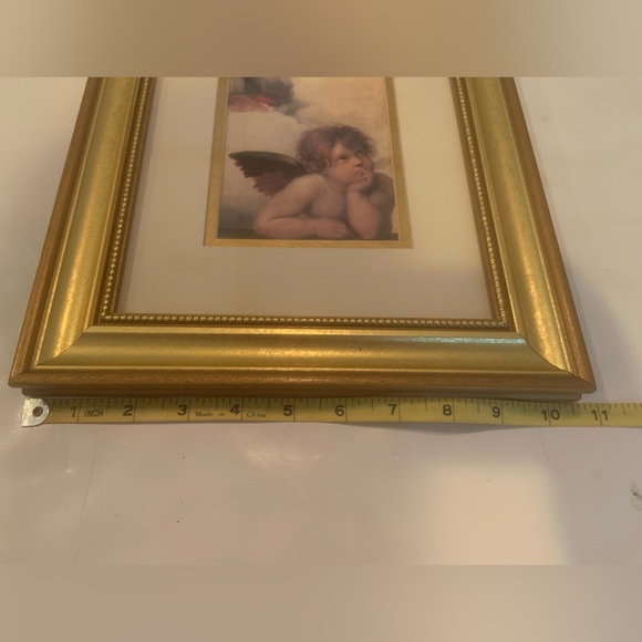 Angel Cherub Art Print In Gold Frame Approximately 10.5” x 12.5” - Picture 4 of 7
